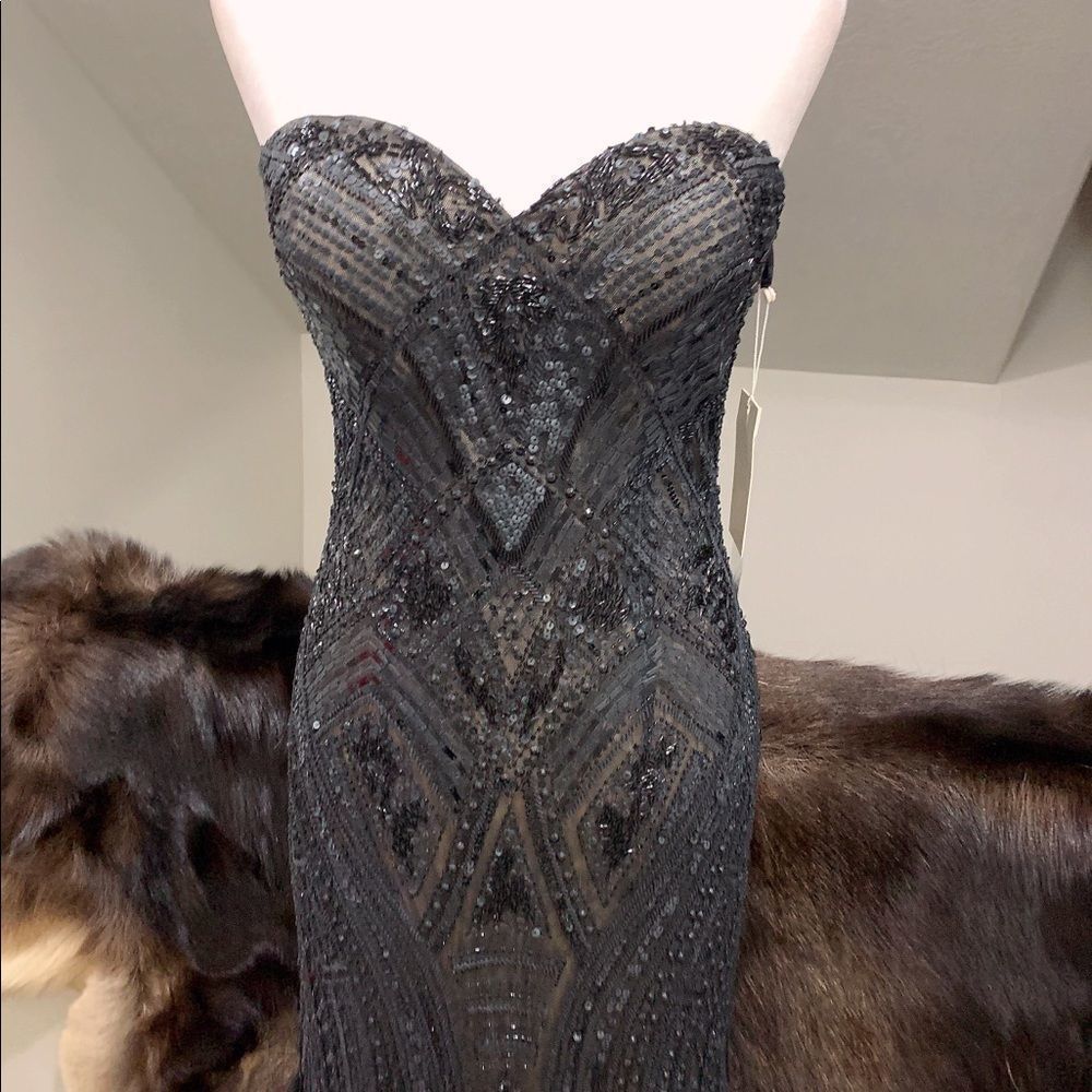 Custom Gorgeous Strapless Matte Sequins & Beads F… - image 4